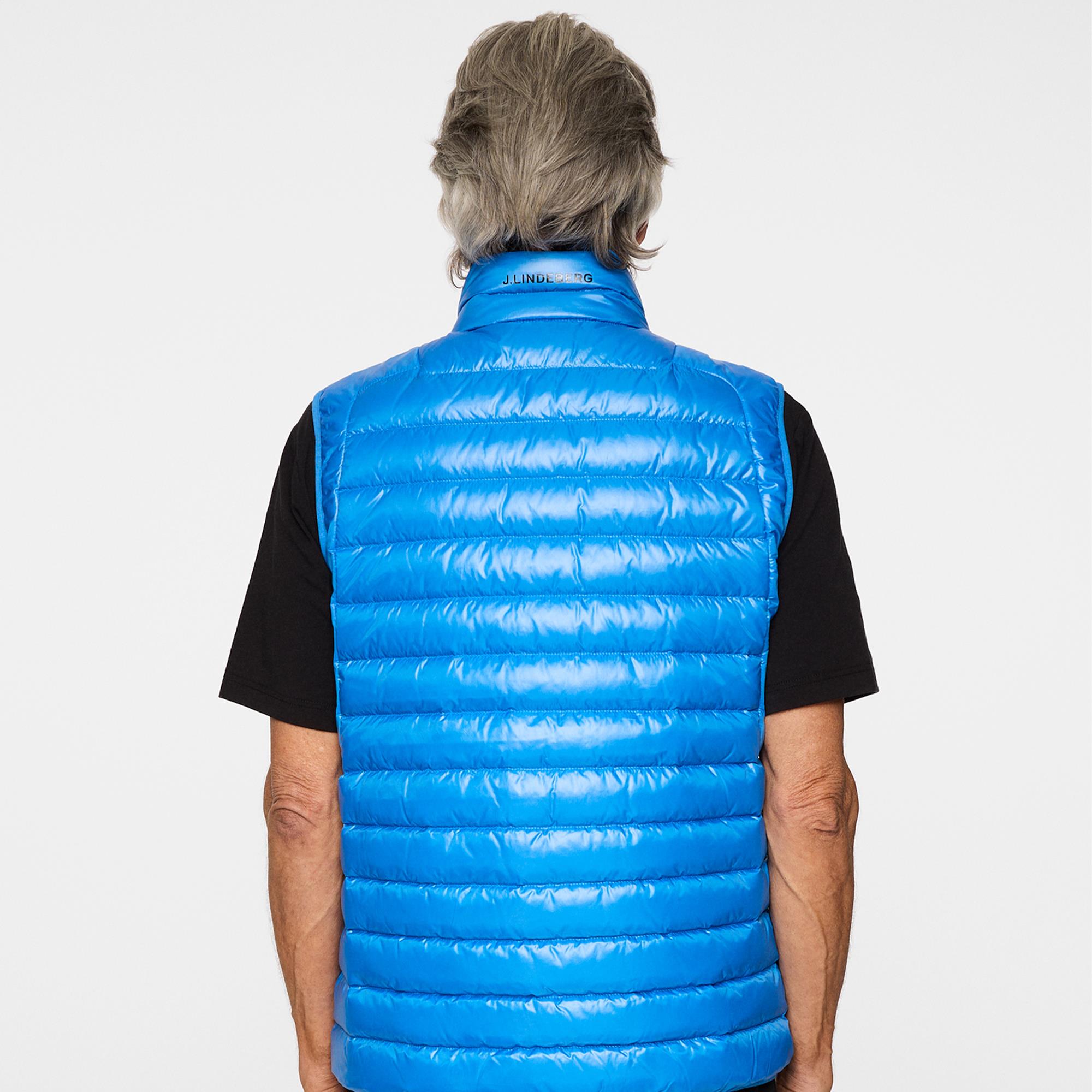 J Lindeberg Oden Light Down Mens Vest Sonic Blue